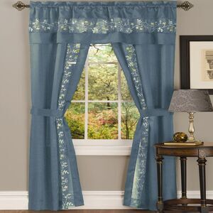 Achim Home Furnishing: Fairfield Ice Blue Floral Transitional Window Curtain